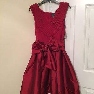 Adrianna Papell ruby red cocktail dress